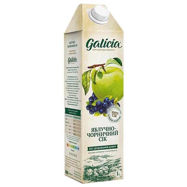 Яблучно-чорничний сік Galicia